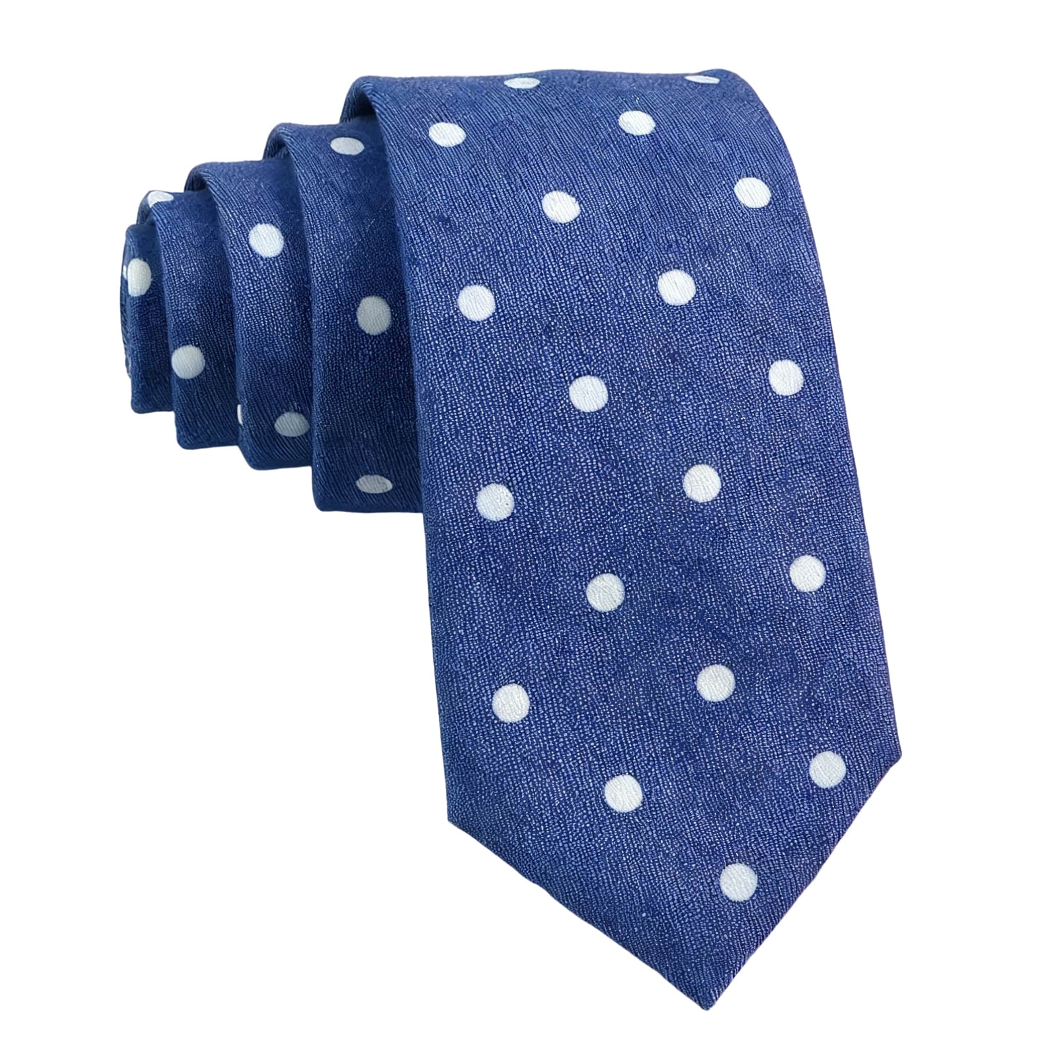 Blue White Polka Dot Necktie