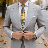 Gray With Yellow Vintage Woman Necktie