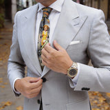 Gray With Yellow Vintage Woman Necktie