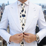 Beige With Black Cartoon Cats Necktie