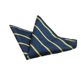 Navy Blue Yellow Striped Pocket Square