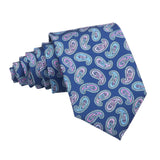 Navy Blue Pink Paisley Necktie