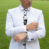 White With Black Collage Necktie