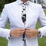 White With Black Collage Necktie