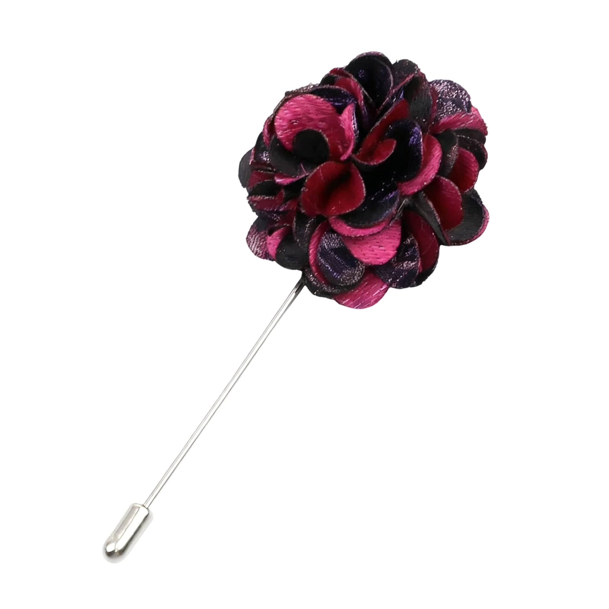 Magenta Black Floral Lapel Pin