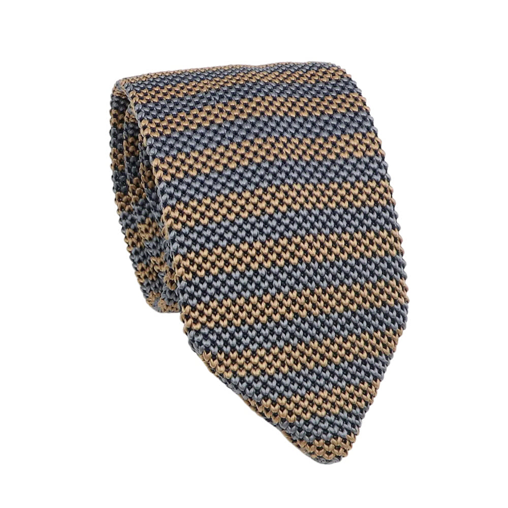 Gray Tan Striped Necktie