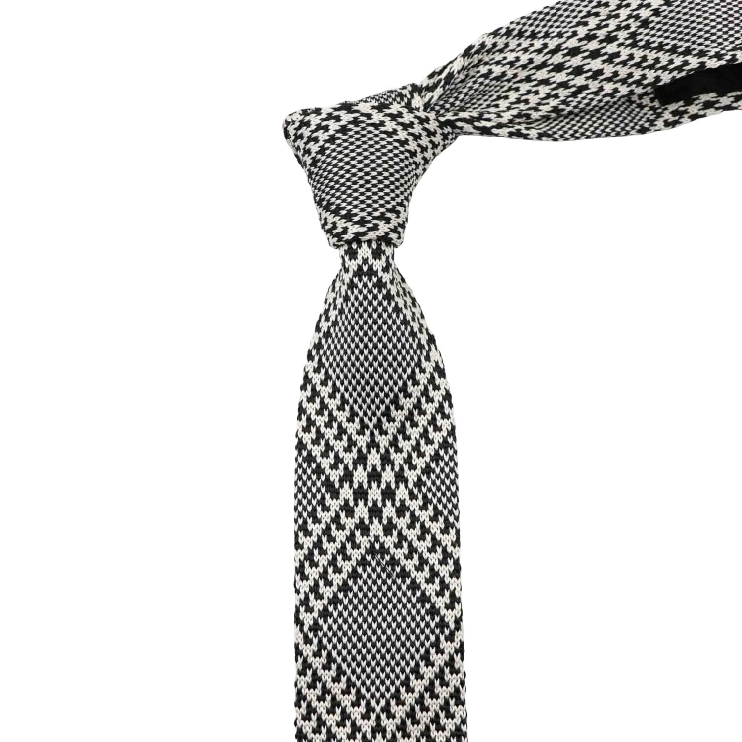 Black with White Houndstooth Necktie