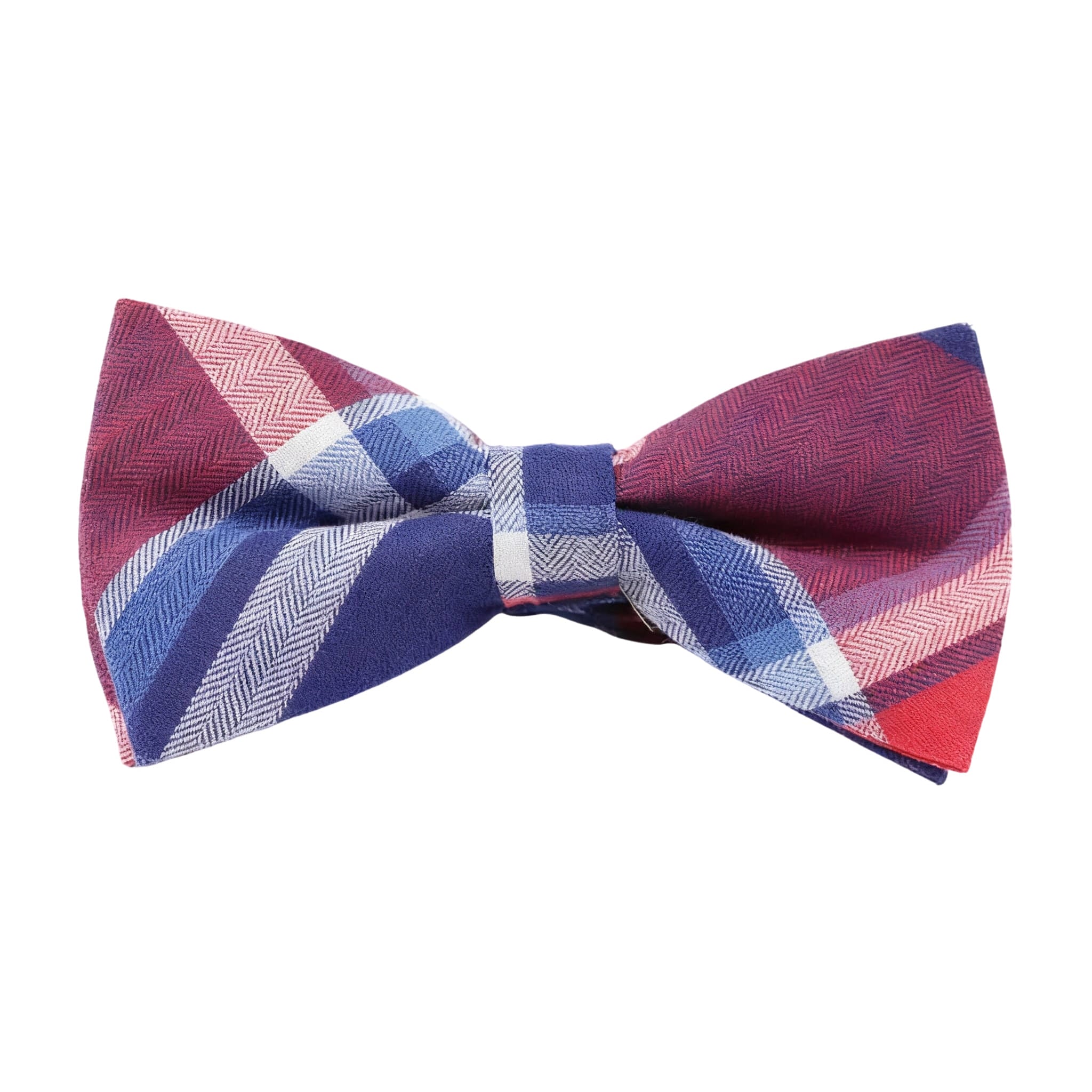 Navy Red Plaid Bow Tie