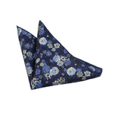 Navy Blue Blue Floral Pocket Square