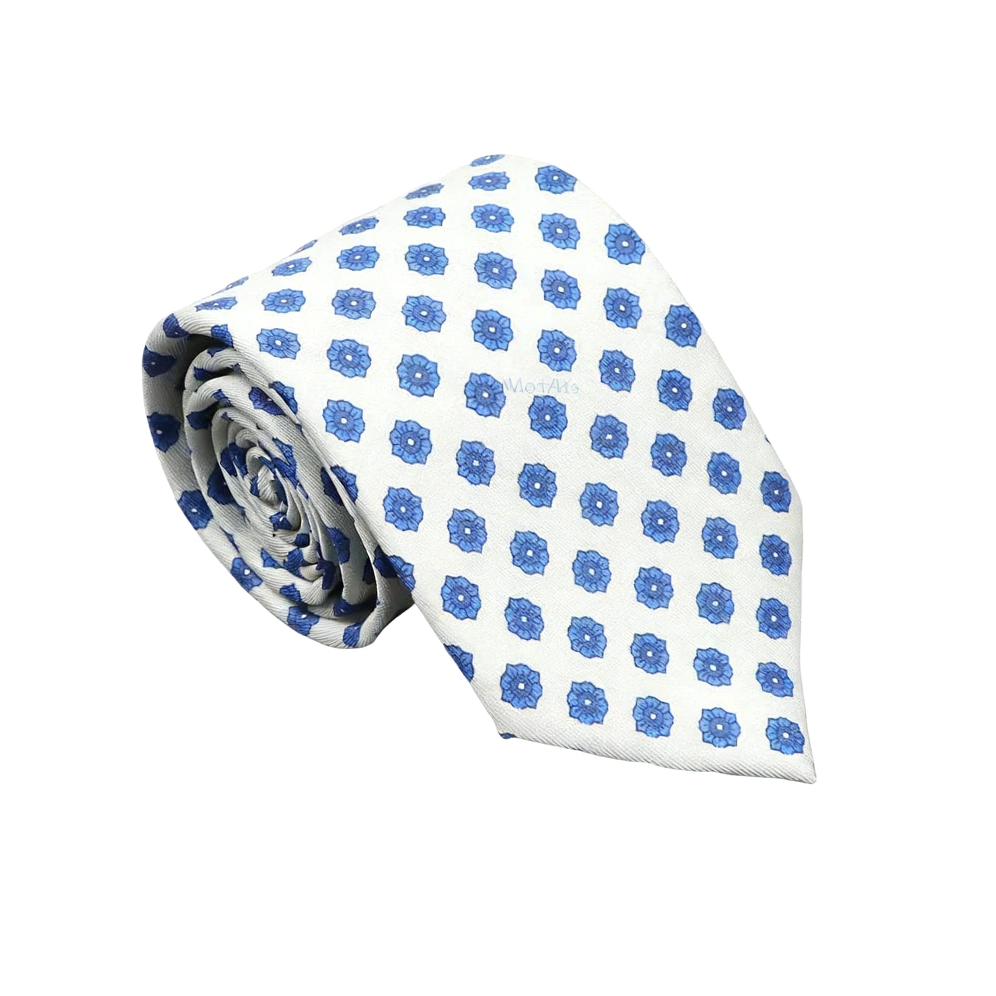 Light Gray Blue Floral Necktie