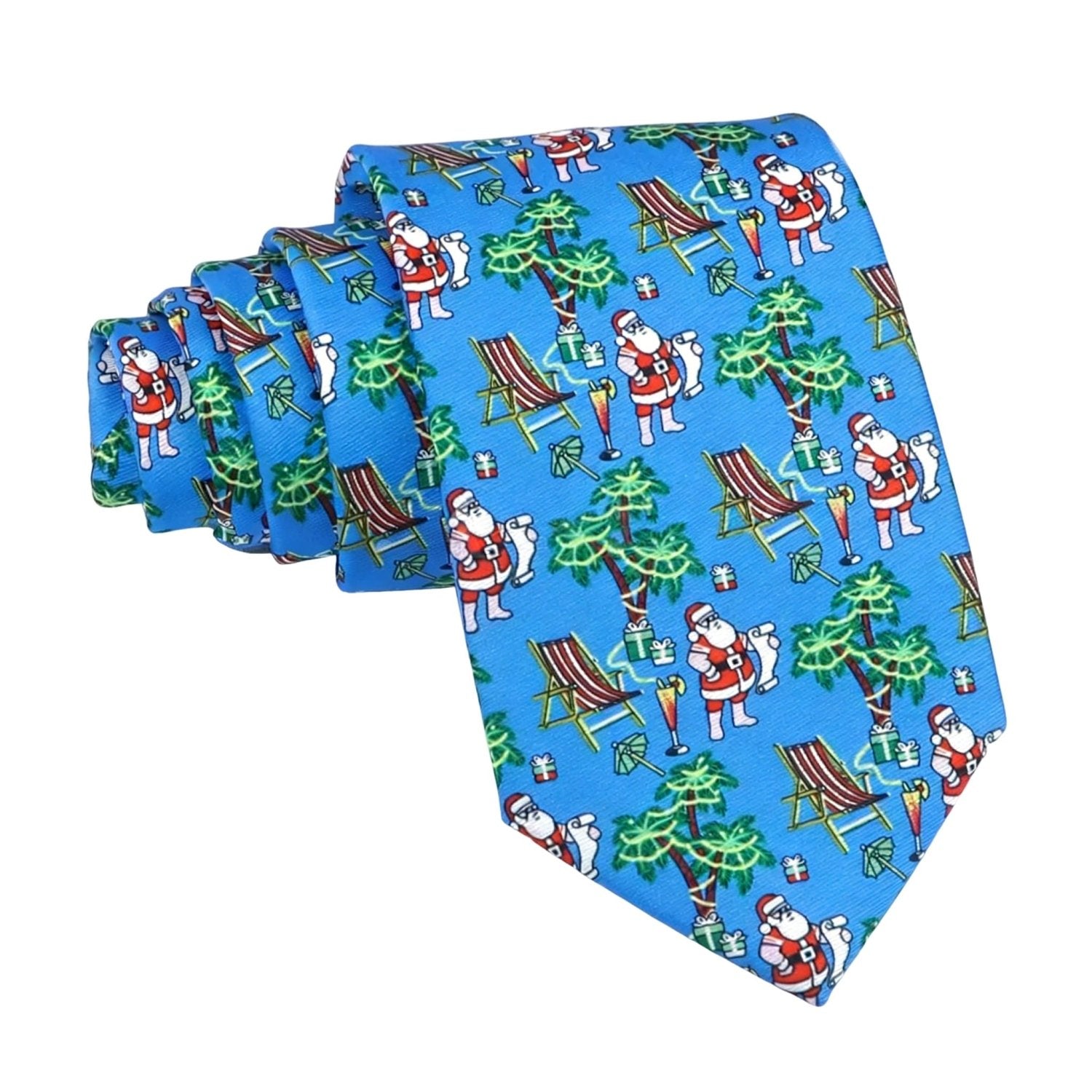 Blue With Red Santa Beach Necktie