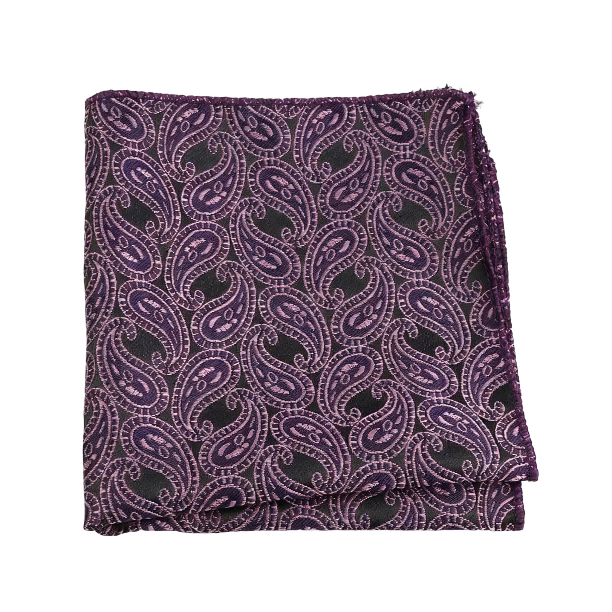 Black Purple Paisley Pocket Square