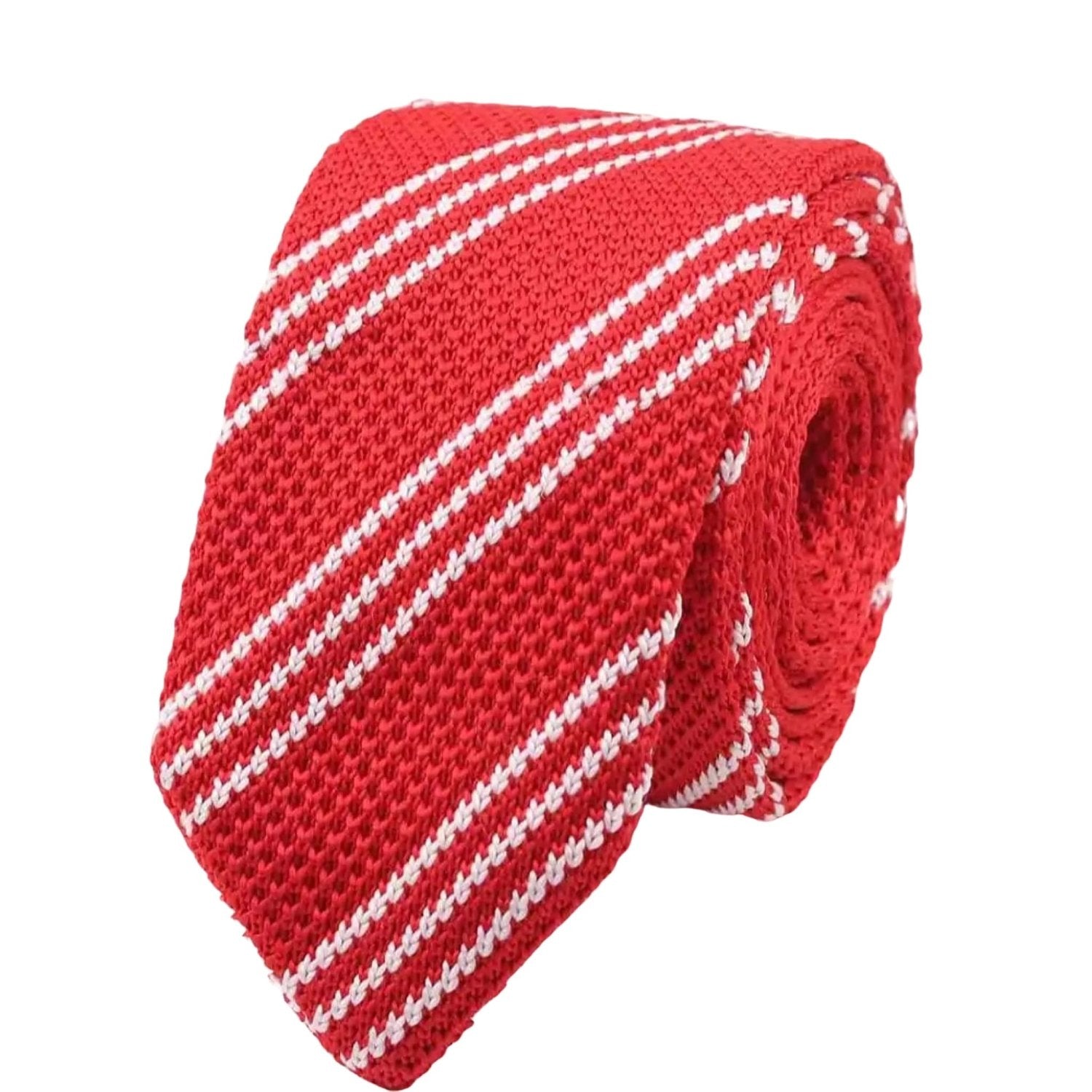 Red With White Stripes Necktie