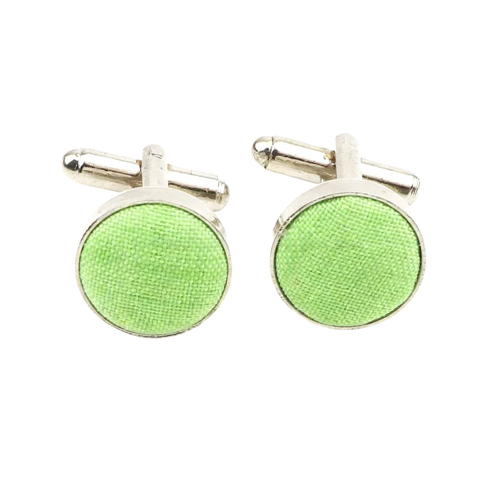 Silver Green Solid Cufflink