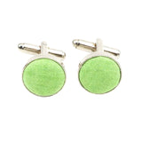 Silver Green Solid Cufflink