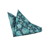 Teal White Floral Pocket Square