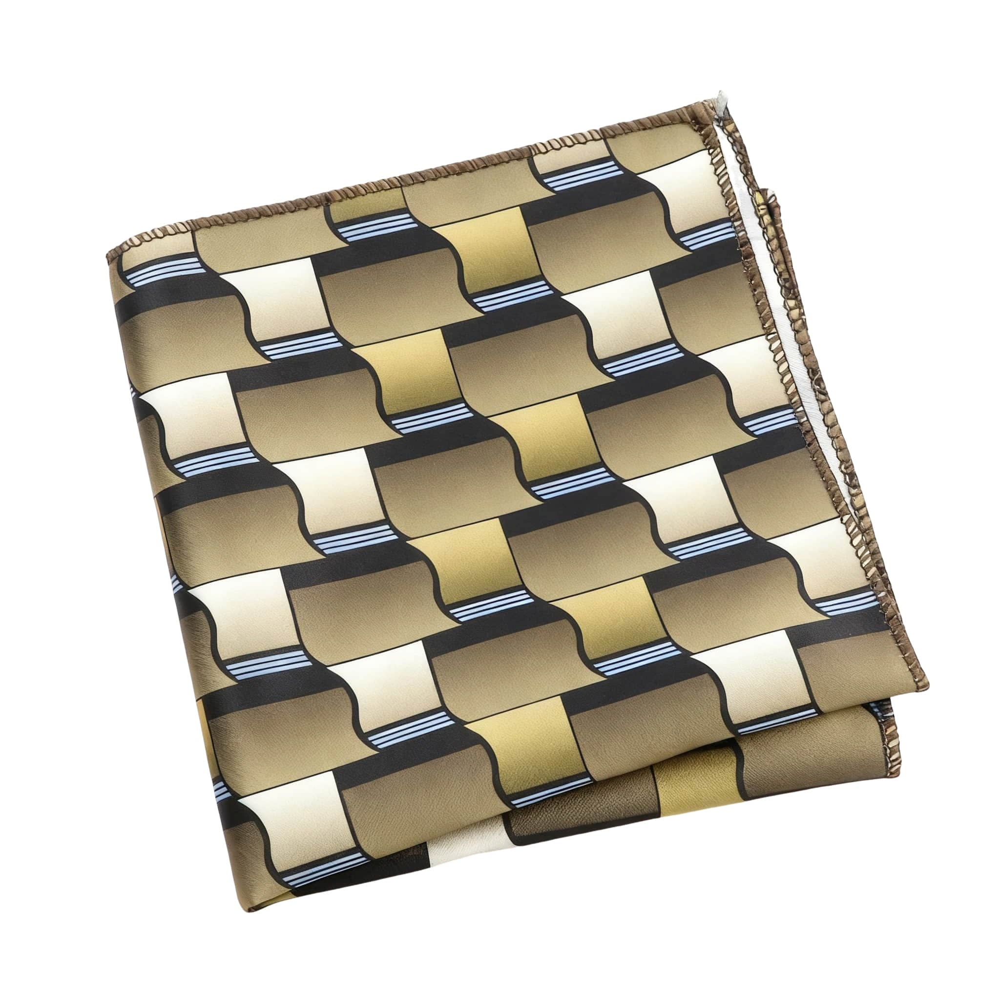 Brown Yellow Geometric Pocket Square