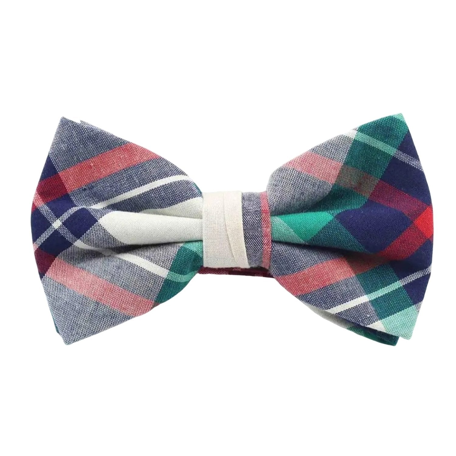 Blue With Red Green Plaid Bowtie