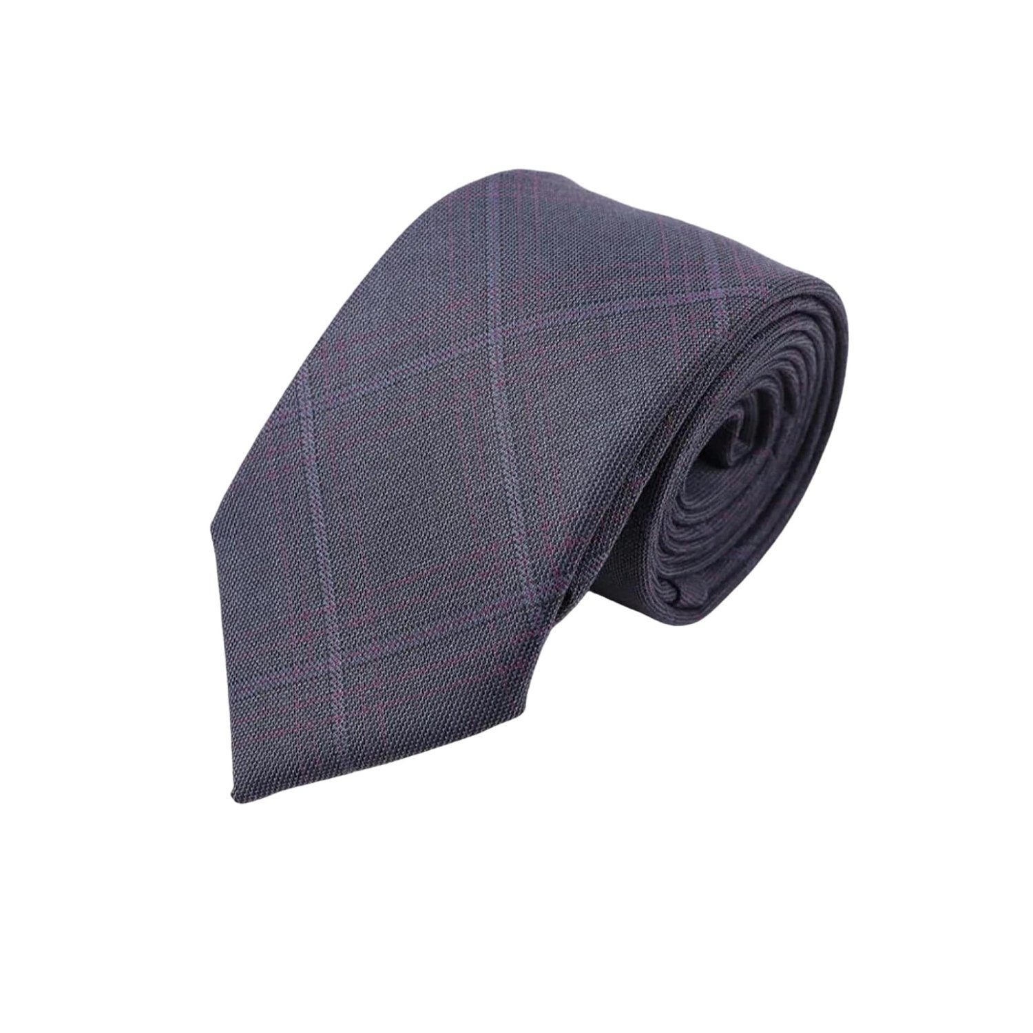 Dark Gray With Purple Grid Necktie