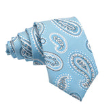 Light Blue White Paisley Necktie