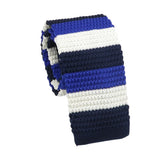 Navy Blue White Striped Necktie