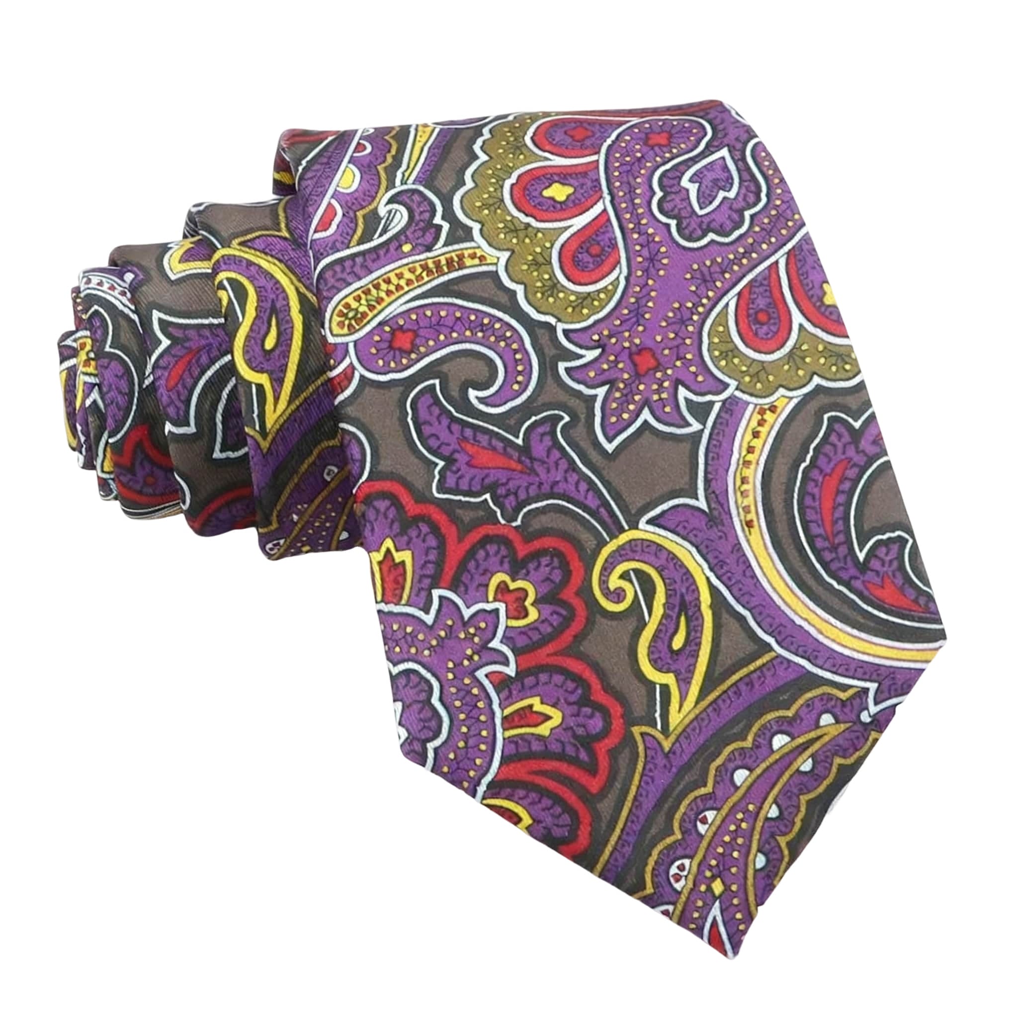 Brown Purple Paisley Necktie