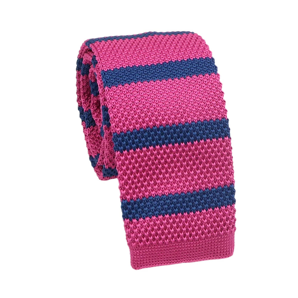 Pink Navy Striped Necktie