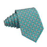 Teal Brown Geometric Necktie