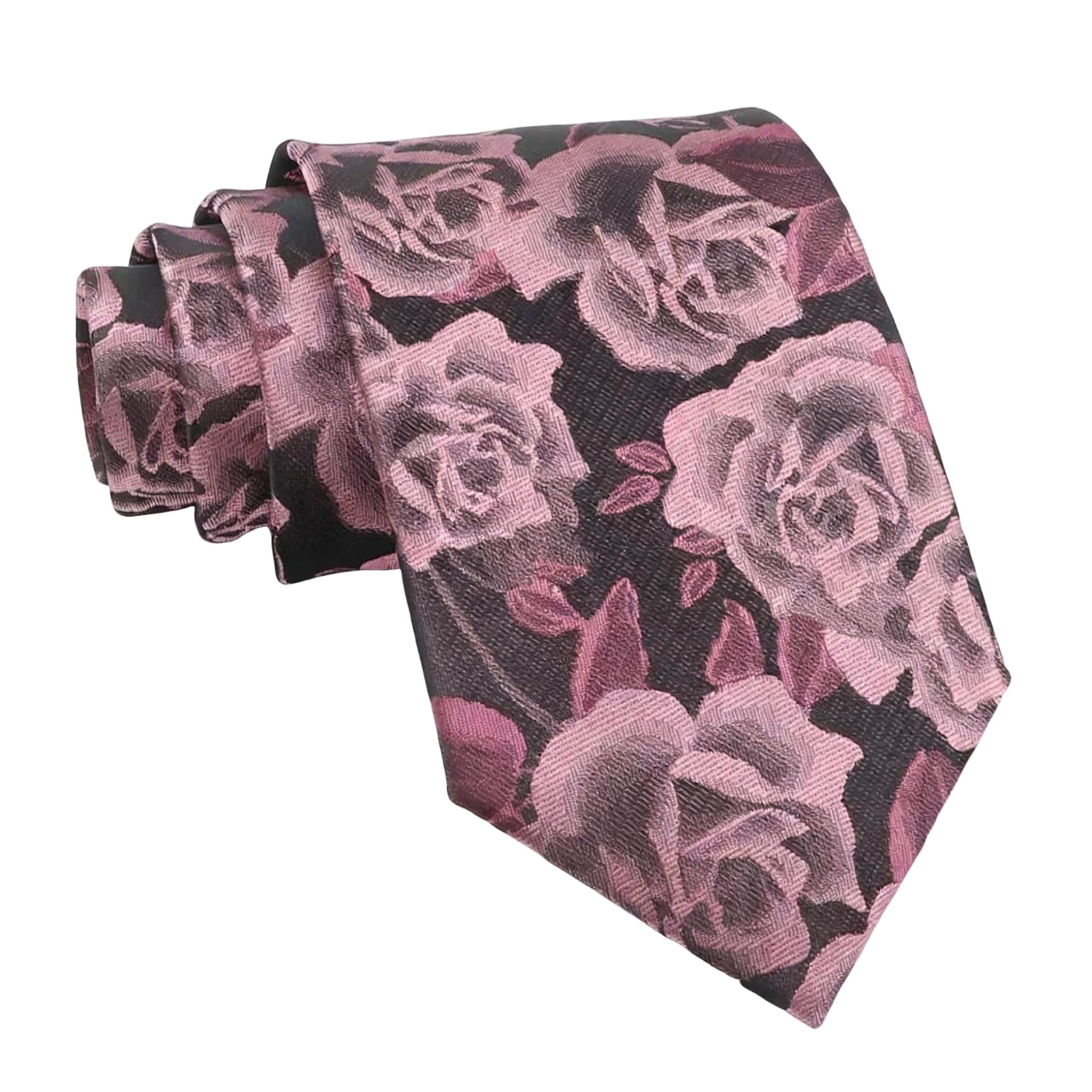Black Pink Floral Necktie