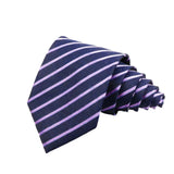 Navy Blue With Light Purple Stripes Necktie