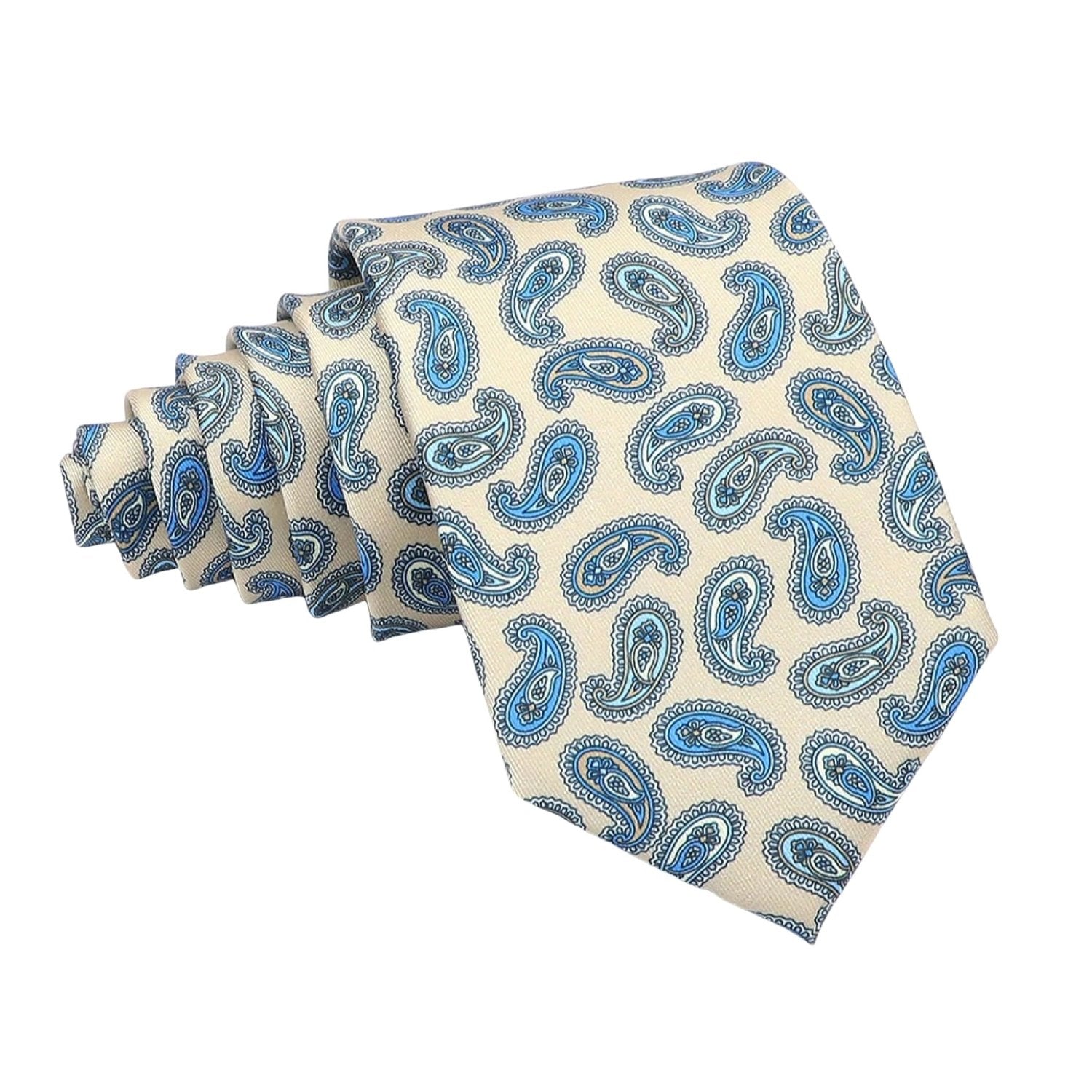 Beige With Blue Paisley Necktie