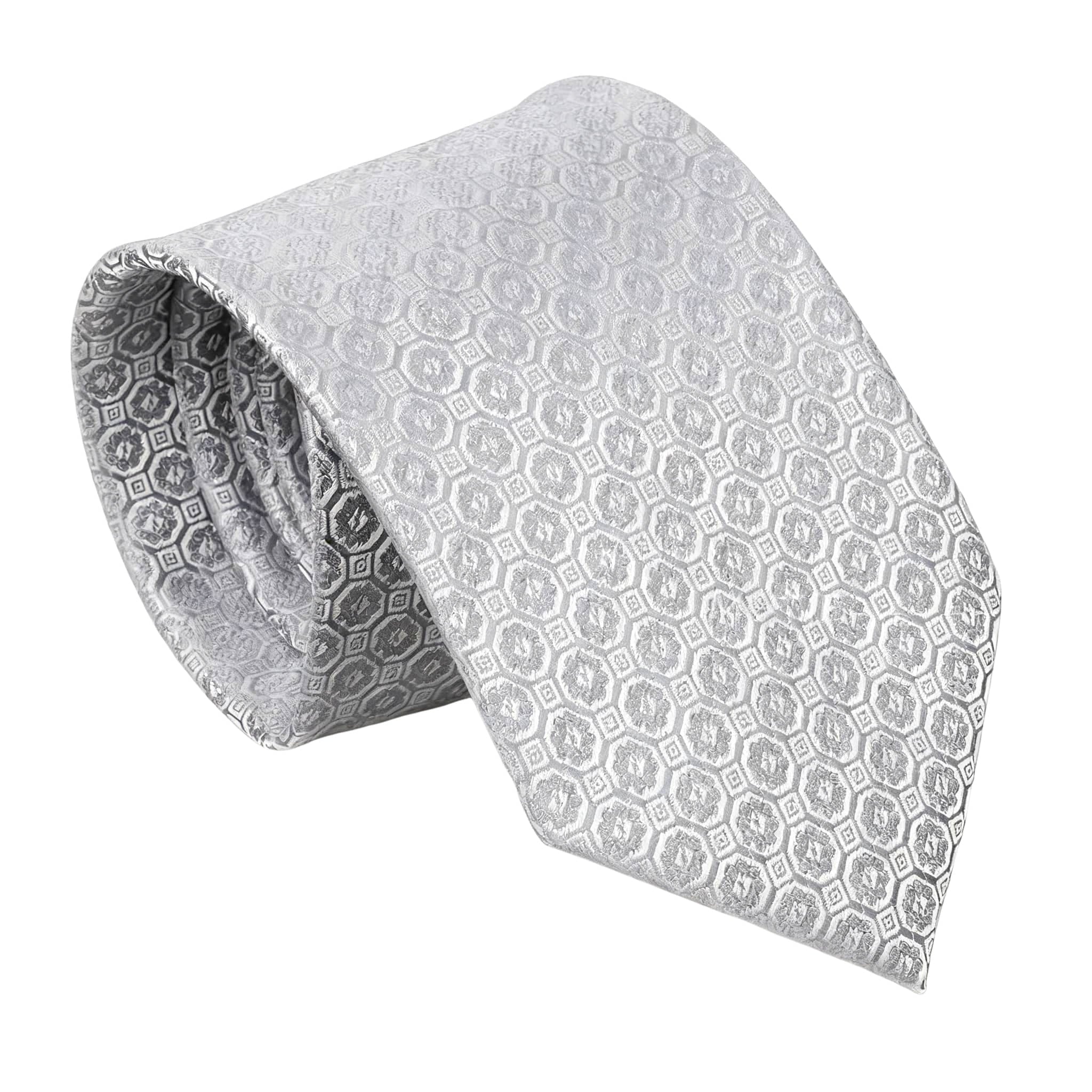 Gray Silver Geometric Necktie