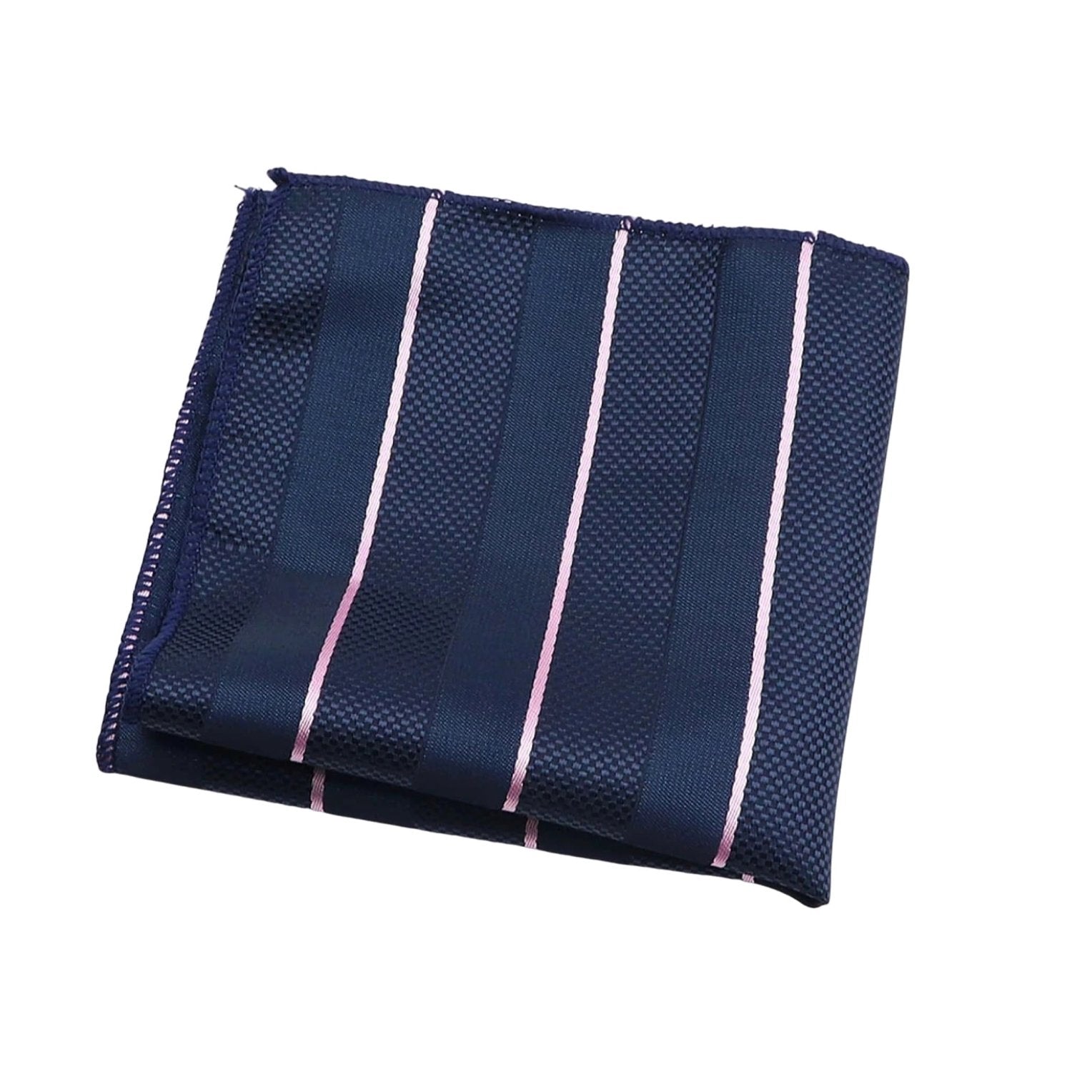 Navy Blue With Pink Stripes Pocket Square