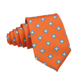Orange Blue Geometric Necktie