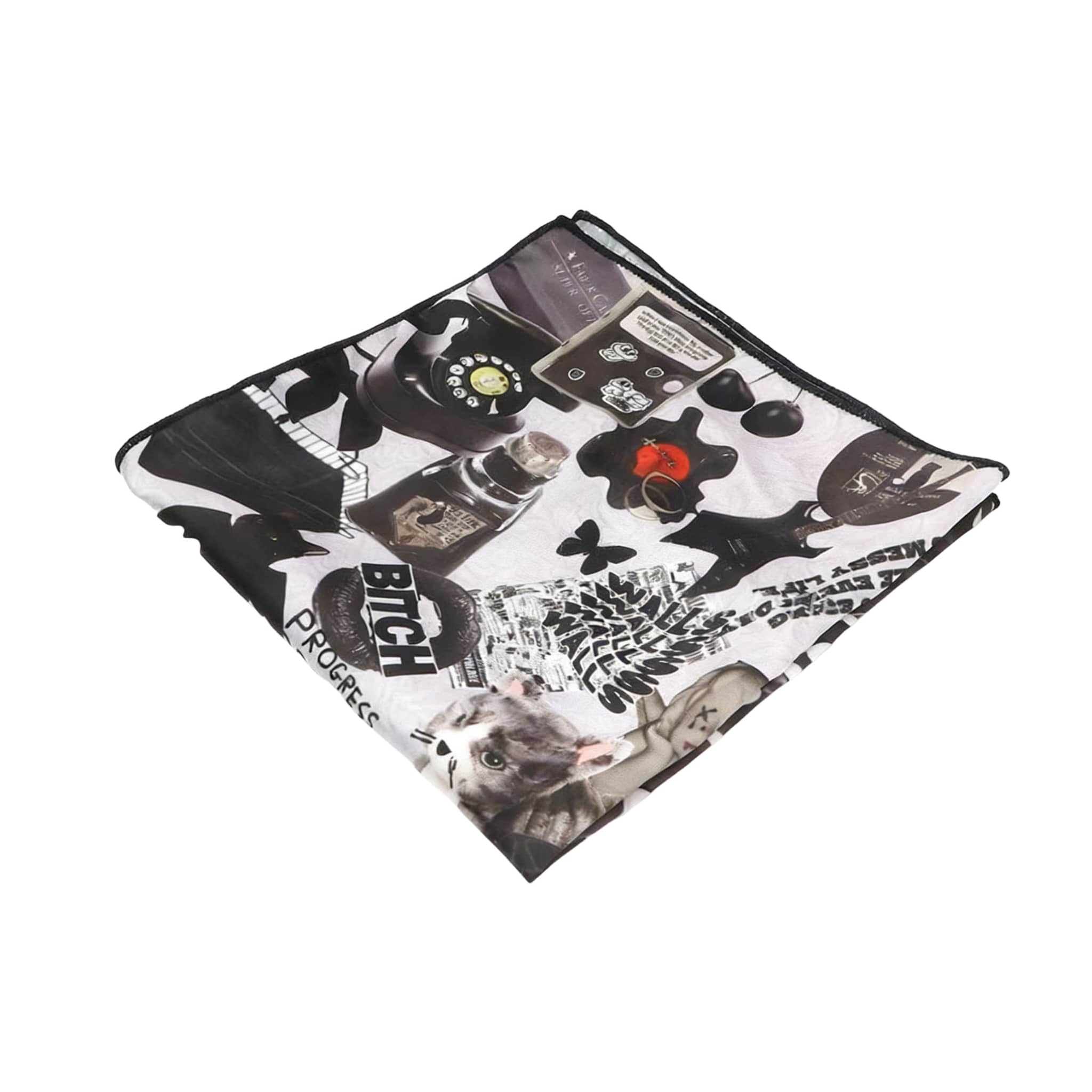 White Black Novelty Pocket Square