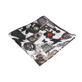 White Black Novelty Pocket Square