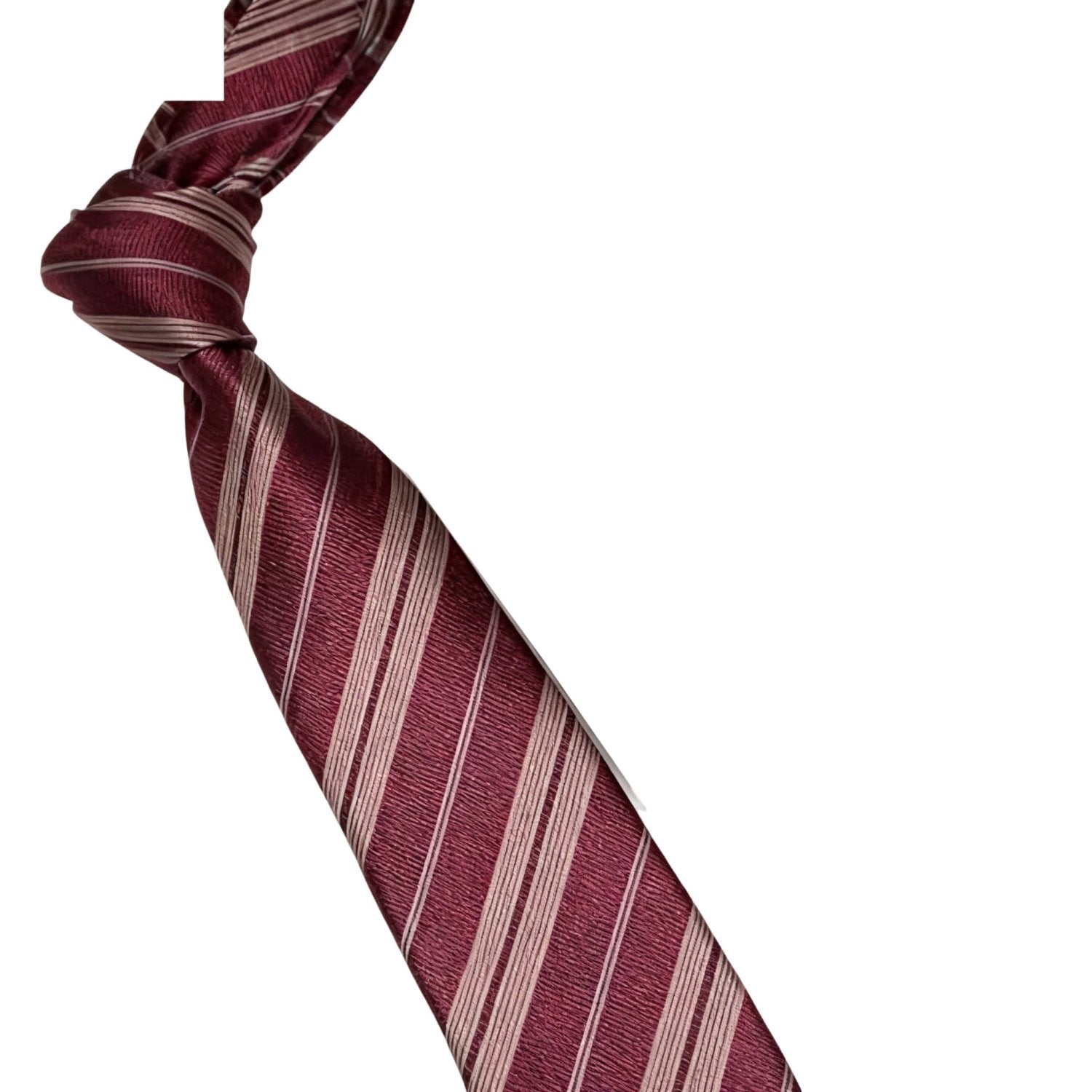 Burgundy & Light Gray Striped Necktie