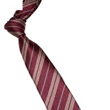 Burgundy Beige Striped Necktie Pocket Square