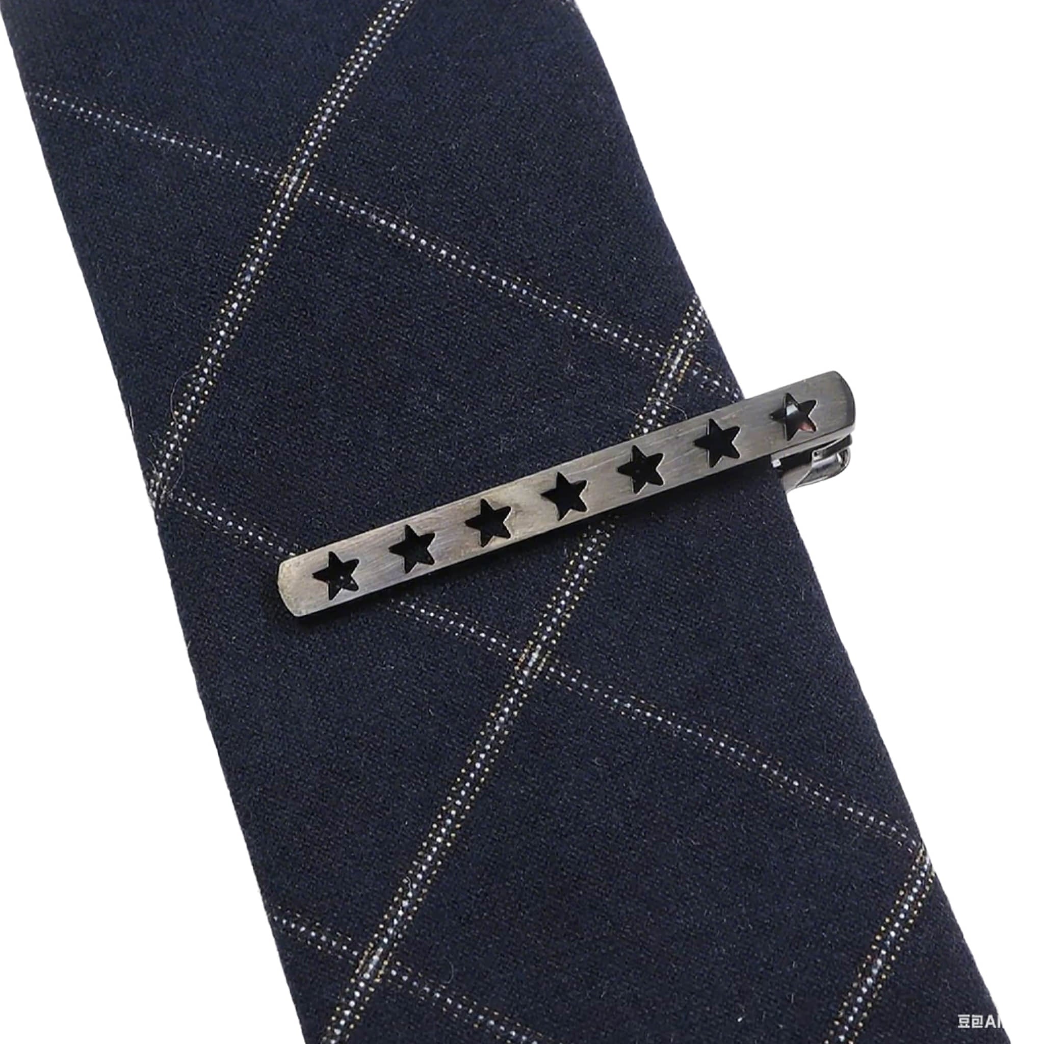 Gray Black Star Tie Bar