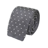 Gray White Dotted Knitted Tie