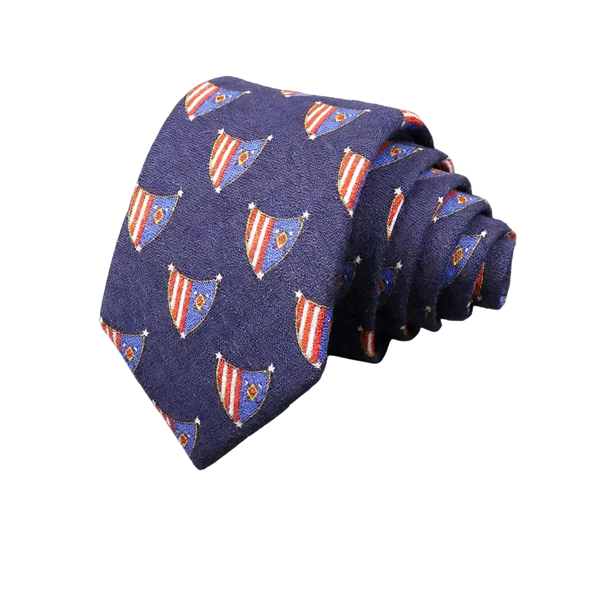 Navy Blue Red Shield Necktie