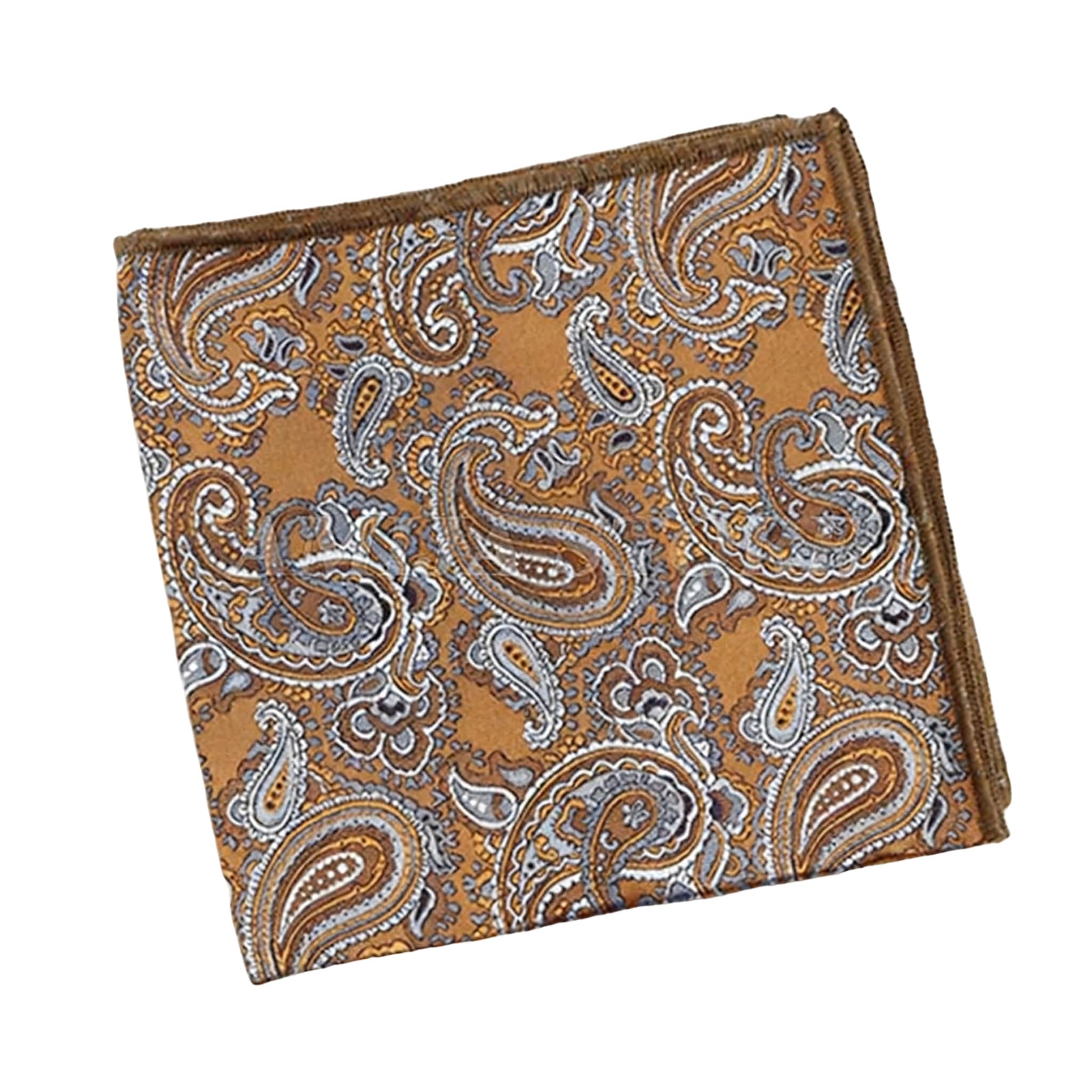 Brown Gray Paisley Pocket Square