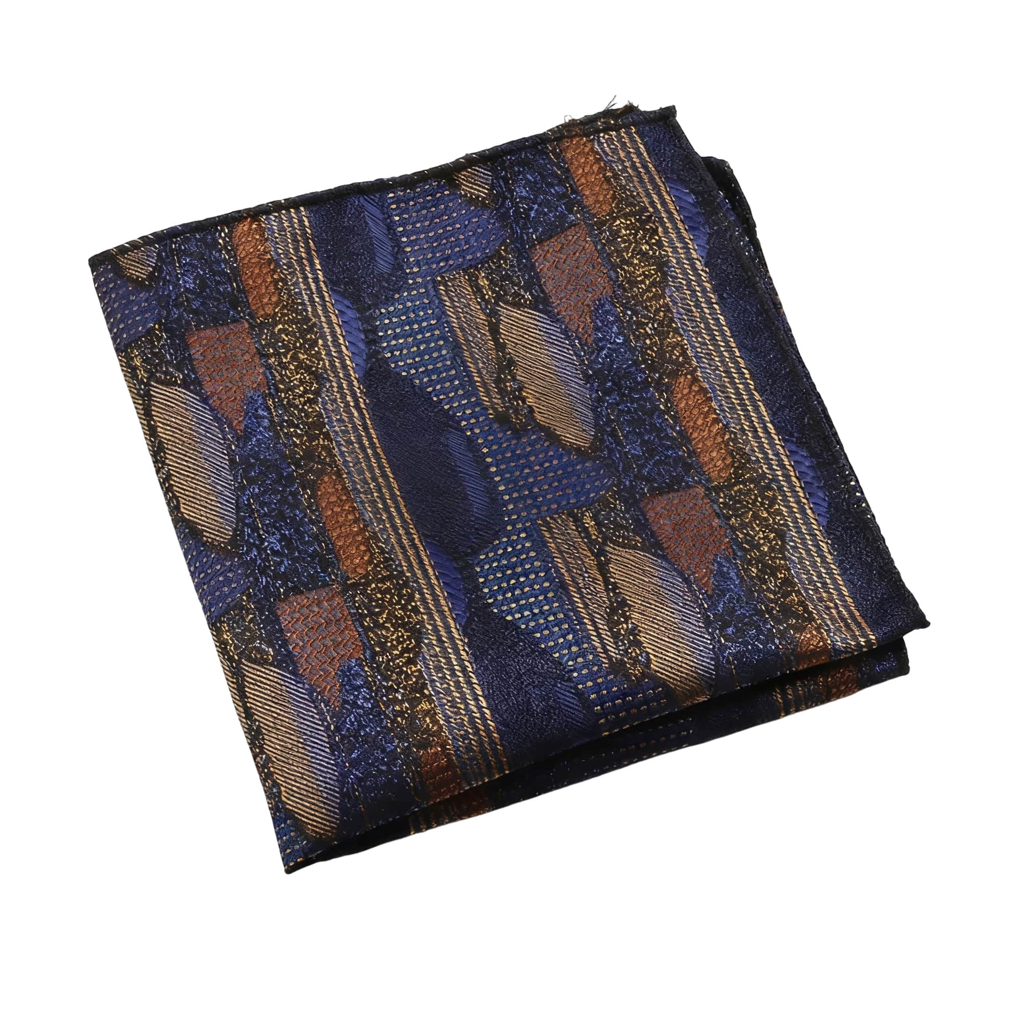 Navy Blue Gold Geometric Pocket Square