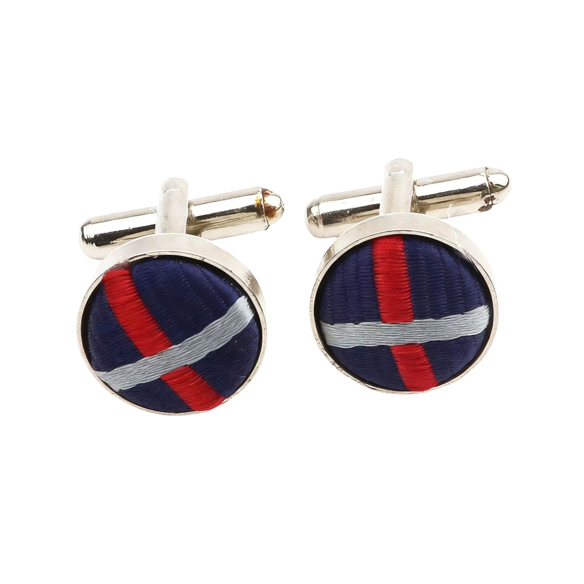 Navy Blue Red Striped Cufflink