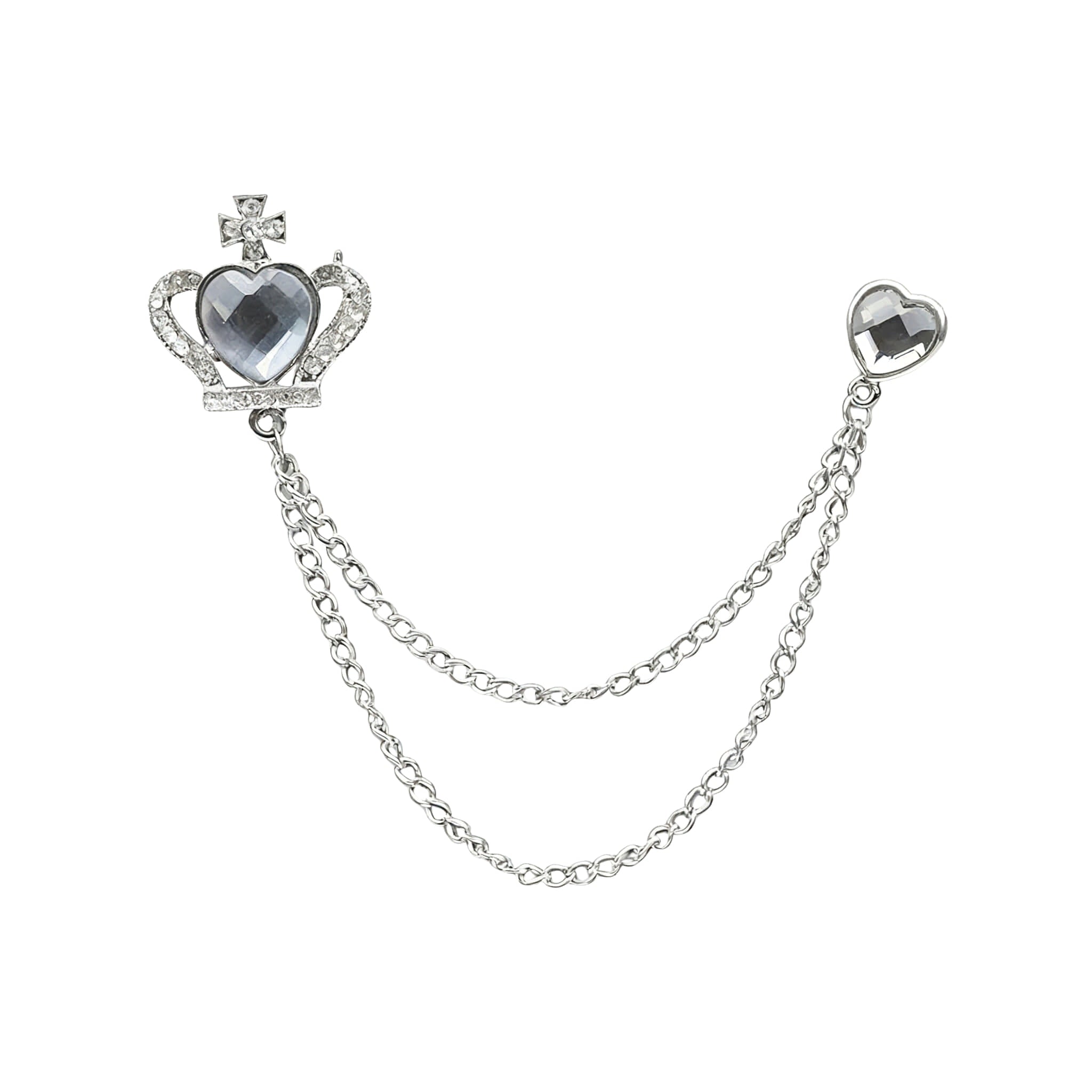 Silver White Heart Lapel Pin