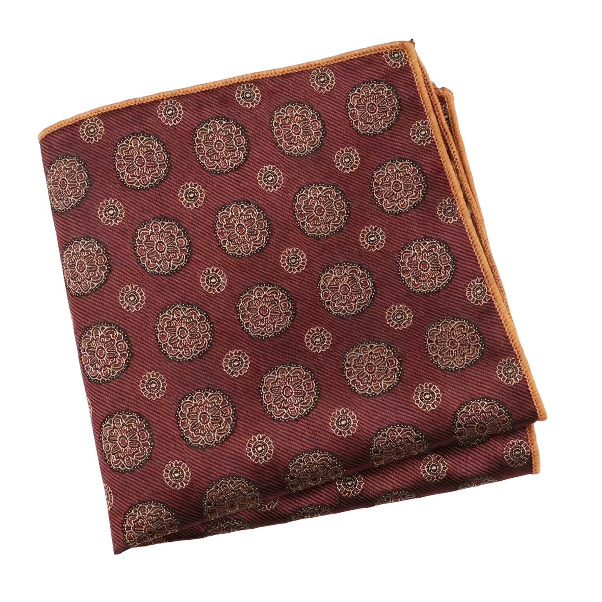 Burgundy Gold Floral Pocket Square