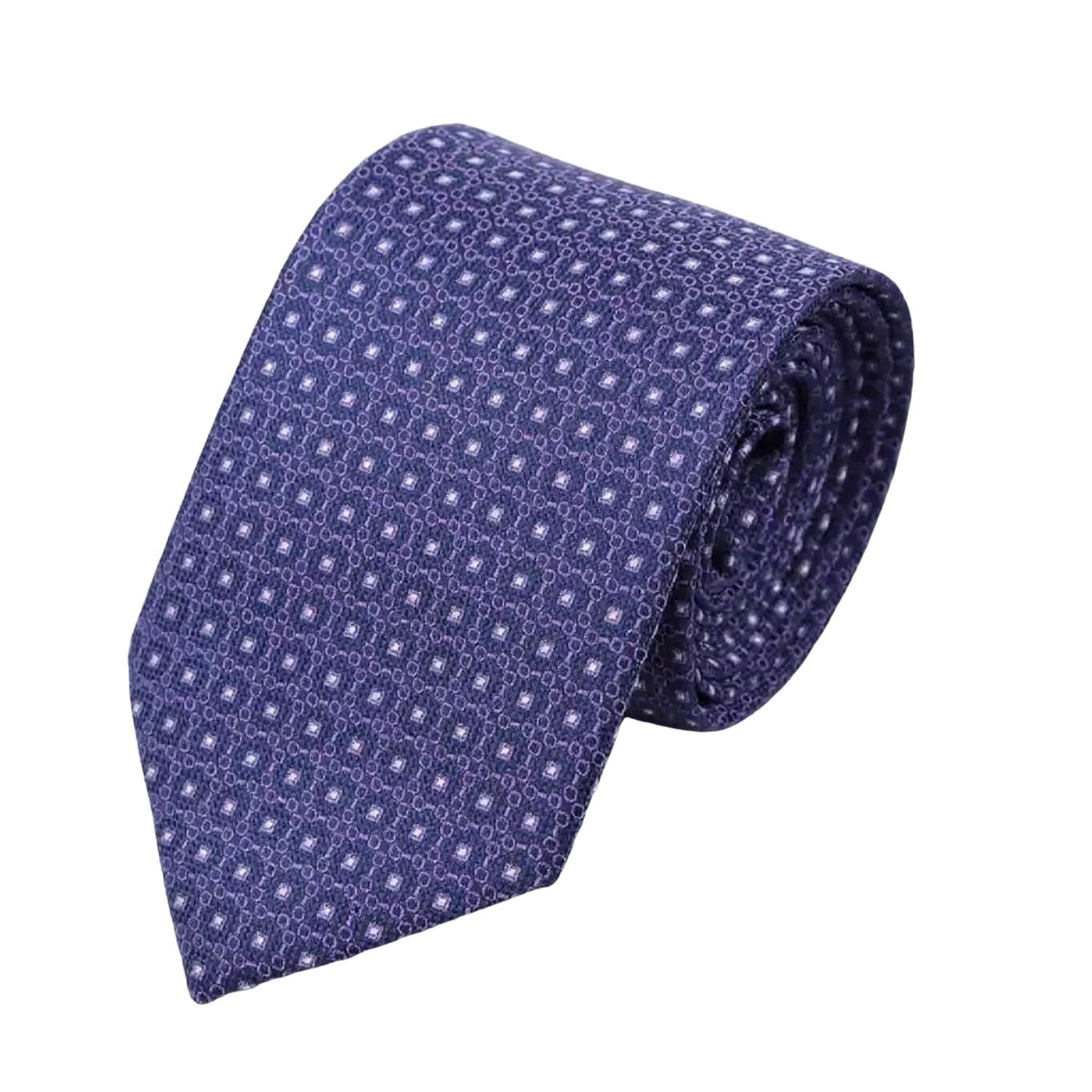 Dark Blue With Orange & White Polka Dots Necktie