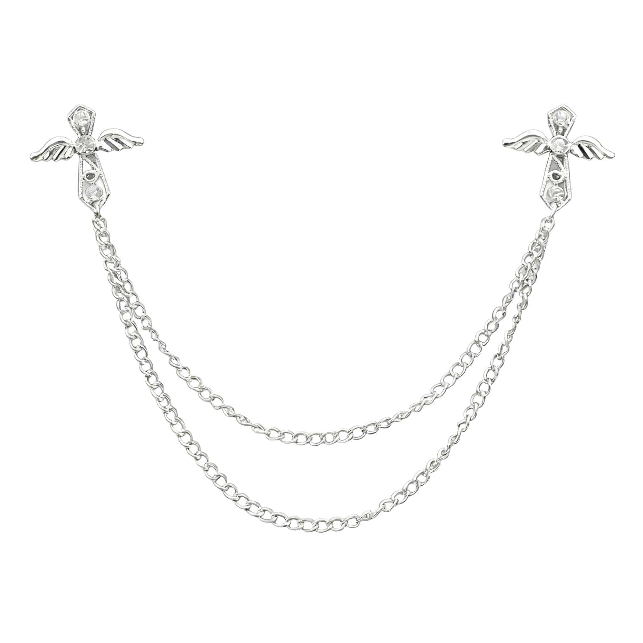 Silver White Cross Lapel Pin