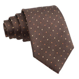 Brown Orange and Beige Polka Dot Necktie