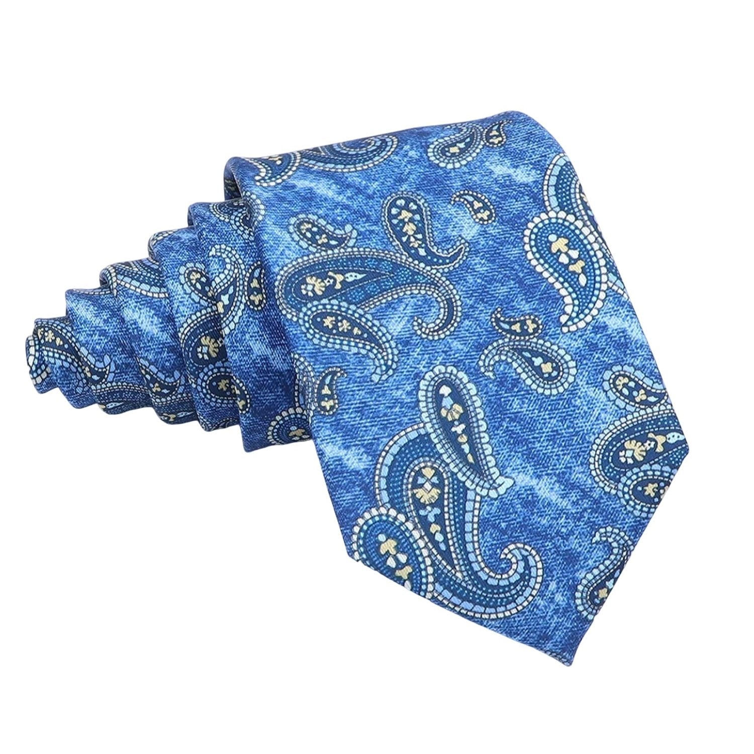 Blue With Gold Paisley Necktie